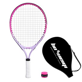 bo'weiqi 19" Kids Tennis Racket for Aged 4-6, Lightweight Toddler Tennis Racket for Outdoor/Indoor Sports Including 1 Tennis Racket,1 Replacement Grip and 1 Shoulder Strap Bag Easy Carry(Pink)