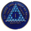 Sobriety Chip AA Crystallized Blue Triplate Sapphire Bling (1 Year)