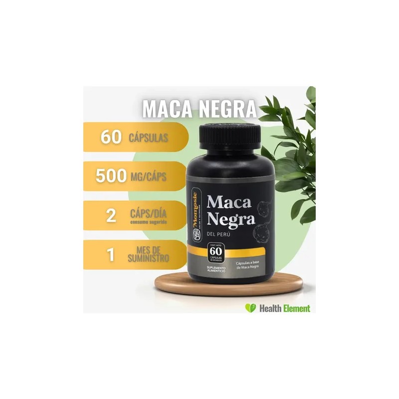 Maca Negra Peruana Organica 1000 Mg Vitalidad Y Rendimiento