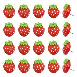 JIHUOO 30 Pcs Strawberry Push Pins Cute Thumbtacks Fruit Pushpins Photo Wall Tacks Board Bulletin Pins Decorative Thumb Tacks Drawing Pins for Cork Boards Whiteboard