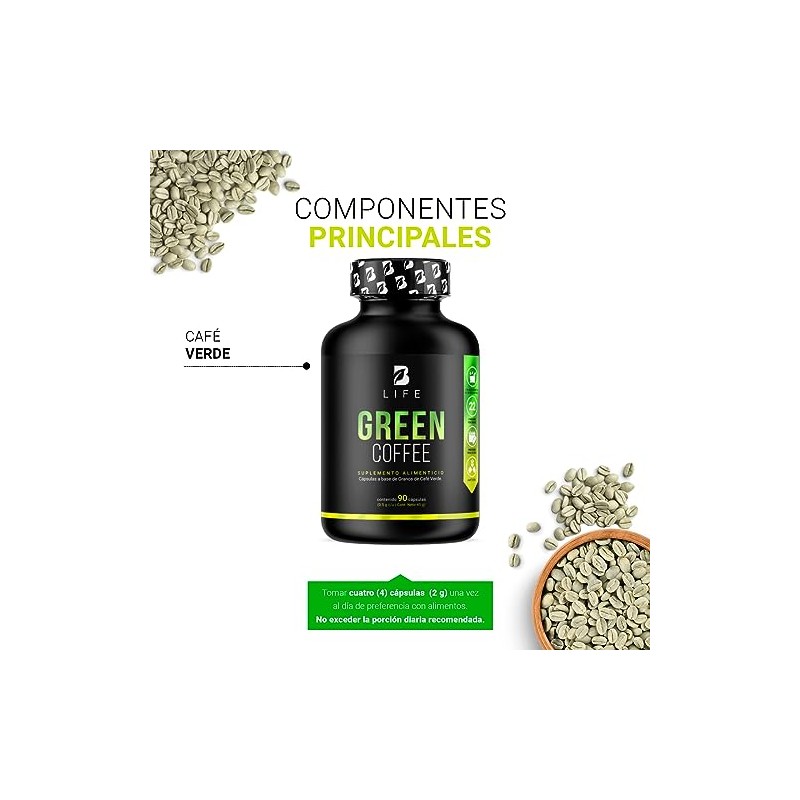 B Life Café Verde Puro 90 Cápsulas. Ingredientes naturales. Green