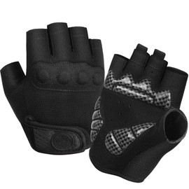 BIKINGMOREOK Cycling Gloves Men Women Half Finger Breathable Cycling Gloves Dark Black S
