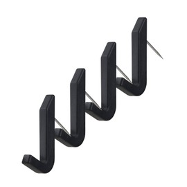 LEC Pin Hooks, Pack of 4, Load Capacity 2.2 lbs (1 kg), Black