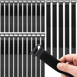 Honyear Pack of 25 Reusable Velcro Cable Ties, 3 Different Lengths Universal Black