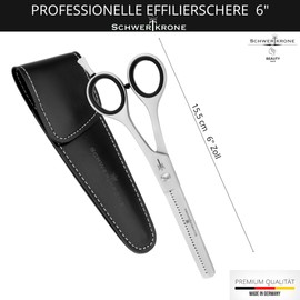 Schwertkrone Effilierschere - Modellierschere Haarschneideschere Haarschere Friseurschere aus Edelstahl Made in Germany, Silber
