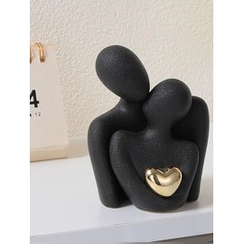 Cifras de cerámica para parejas, decoración moderna para decoración del hogar, decoración de habitación, parejas, amor, oficina, espectáculos, para recámara, regalos románticos para San (12 cm/Black)