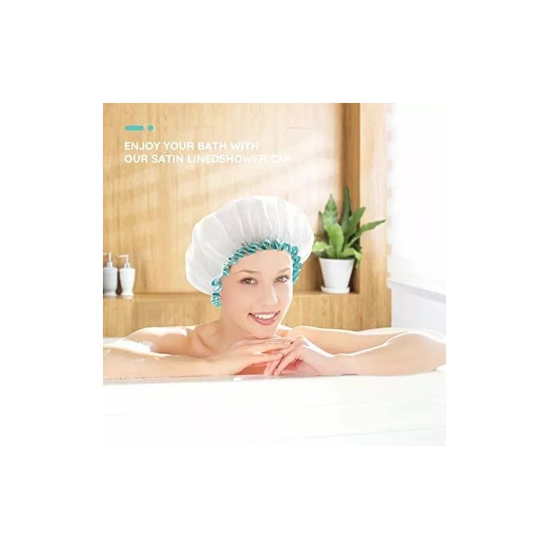 Mikimini Gorros De Ducha Blancos Mikimini Para Mujer, Cabello Largo,