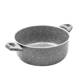 Zanetti - Rare stone, non-stick aluminium saucepan, stone look, soft touch handles, diameter 24 cm, made in Italy