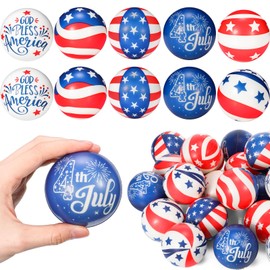 96 Pcs 4th of July Stress Balls 2.5 Inch Mini Patriotic Red White Blue American Flag Memorial Day Independence Day Stress Relief Toy for Girls Boys USA Party Supplies Gifts Goodie Bag Fillers