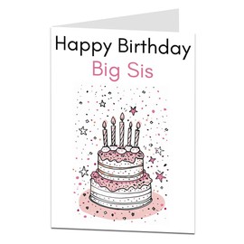 Birthday Card For Big Sister Older Adult Perfect For Milestones 18th 21st 30th 40th 50th