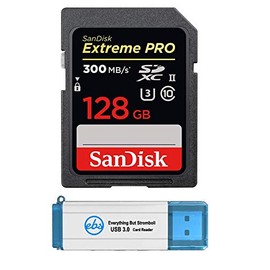 SanDisk Extreme PRO 128GB SD Card Works with Canon Mirrorless Camera EOS R8 (SDSDXDK-128G-GN4IN) U3 V90 4K 8K Class 10 UHS-II Bundle with 1 Everything But Stromboli 3.0 Micro & SD Card Reader
