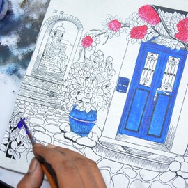 Anna by Anuschka Women’s Genuine Leather Slim Medium Crossbody - Hand Painted Original Artwork - Magical Greece