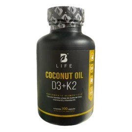 Life Suplemento Aceite Coco D3 K2 300 Cápsulas Sin Sabor Sin Gluten
