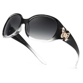 DreamCalf Polarized Sunglasses for Women, Trendy Wrap Around Y2K Style Sun Glasses with Butterfly Accents UV Protection