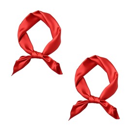 2 Piece Luxury Women's Neckerchief Set in Red - Versatile Headscarf (70 x 70 cm) - Pantomime Costume, Pirate Outfit & Everyday - Elegant Scarf Red for Women, red