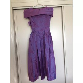 Alfred Angelo Vintage Alfred Angelo Women Gown Purple Off Shoulder Bow Bridesmaid Prom Dress 6