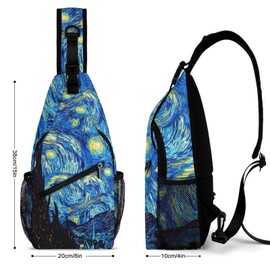 MEDTOGS Starry Sling Bag Vintage Sling Backpack Crossbody Bag for Men Women Casual Shoulder Daypack Anti Theft Purse Crossbody Fanny Pack Travel Hiking Gym Sports