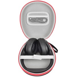 Comecase Universal Headphone Case Comepatible with Beats/for Sony/for Bose Max Over Ear Headphone and More, Travel Carrying Box for Bluetooth Wireless Headset (Black+Red Zipper) f
