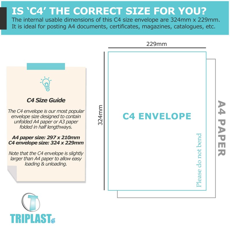 Triplast 10 x A4 C4 Manilla Hard Board Back Envelopes