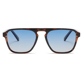 VMYRYK Sunglasses Men Polarized Sunglasses for Mens and Womens,Modern Aviator One-Bridge Square Retro Sun Glasses Driving Fishing UV Protection (VM03-Leopard&Blue)