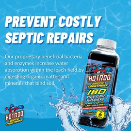 HOTROD Septic Tank Treatment - #1 RATED 6 Month Supply Extends Septic System Life and Prevents Costly Repairs - Industrial Grade - Easy to Use - Safe on Piping and Plumbing - 16oz Liquid
