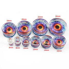 ZeSen Jewelry Acrylic Transparent Purple Eyeball Fashion Ear Plugs Tunnel Expander Gauges Piercing, Acrylic, Acrylic