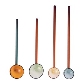 TMXAOK Set of 4 Clear Glass Stirring Spoons Transparent Crystal Coffee Cocktail Mixing Spoon Teaspoons Milk Cold Drinks Swizzle Stick Salt Sugar Spice Appetizers Ice Cream Scoop for Bar Banquet Party