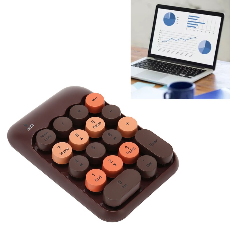 2.4GHz Wireless Numeric Keypad 18 Keys Retro Color Round Keycaps