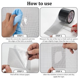 2" x 30FT Black Window Screen Repair Tape Fiberglass Mesh Patch Tape