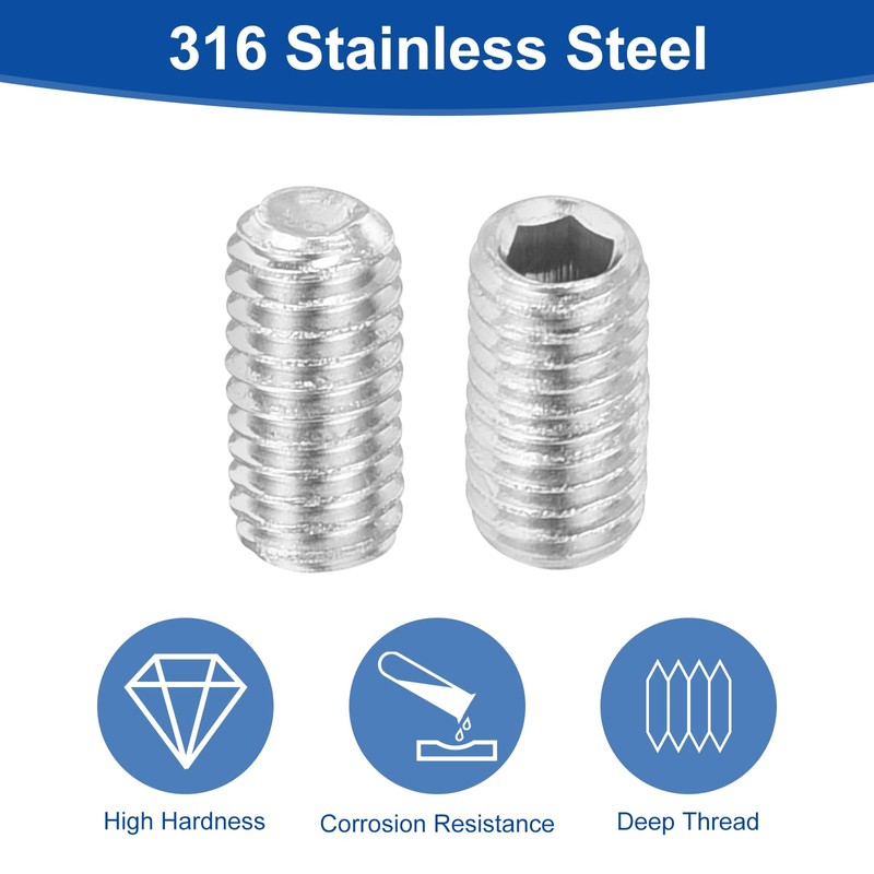 sourcing map Socket Set Screws,50Pcs M3x6mm Metric - 316 Stainless