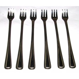 WORLD Set f 6 Seafood Cocktail Oyster Olive Pickles Silver Mini Forks 6" Long I have 5