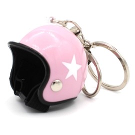 VmG-Store Motorcycle Helmet Retro Keyring with Functional Clasp XL, pink