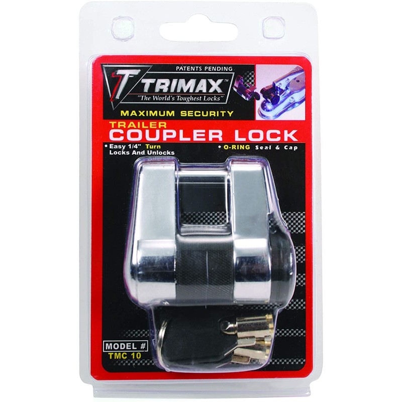Trimax Hitch Coupler Lock Steam-Chrome Plated Trailer [Anti-Theft]