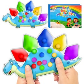 Dinosaur Color Sorting Sensory Toy Gift for Toddler - Fine Motor Color Matching Game Quiet Travel Essential Toy Montessori Autism ADHD Fidgets Easter Basket Stuffers for Kids 3 4 5 Year Old Boy Girl