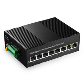 Binardat 8 Port Gigabit PoE Din Rail Industrial Ethernet Switch, 8 PoE IEEE802.3af/at, 16Gbps Switching Capacity, with One 96W PoE Power Supply