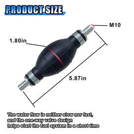 9001080A Fuel Line Primer Bulb, 10mm 3/8" Rubber One Way Fuel Pump Transfer Vacuum Hand Primer for Gasoline Diesel Petrol, Gas Siphon Pump for Car Marine Boat Motorcycle