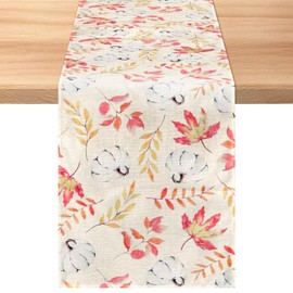 Thanksgiving Table Runner, 72x13in Pumpkin Fall Maple Leaves Table Runner Autumn Dining Table Runner Fall Tabletop Decorations for Indoor Outdoor Home Party
