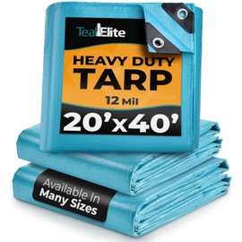 Tarps Heavy Duty Waterproof 20x40-12 mil Thick Camping Tent - Blue Tarp 20x40 UV Resistant, Rip & Tear Proof with Metal Grommets – Multipurpose Use for Camping, Tent, Boat, RV, Car, & Pool Cover