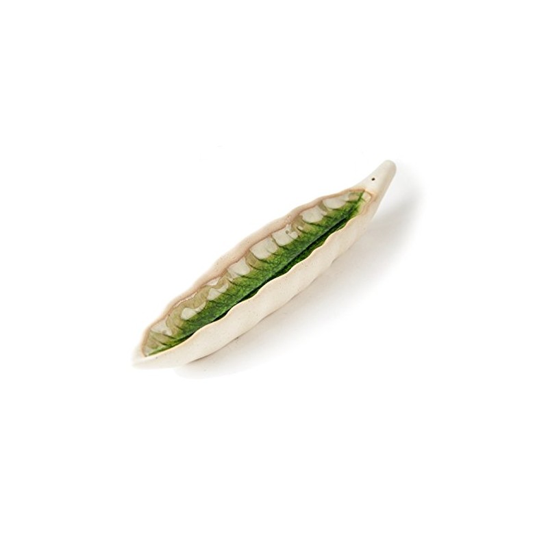 Incense Stick Holder Leaf Shape 24 cm Long Sandstone White