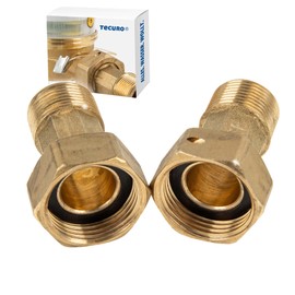 tecuro - 49600 Water Meter Screw Connections, 3/4 Inch Nut x 1/2 Inch External Thread - Set of 2 - Includes Gasket, Blank Brass