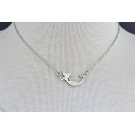 Silver mermaid necklace pendant 15-17.5 long choker sea siren pendant little