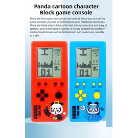 TAQY Panda Cartoon Retro Block Game Console 26 Brick Games 2574 Levels Adjustable Speed/Difficulty Electronic Hand Game for Children Tank Battle Puzzle Toy Gifts (Spink)