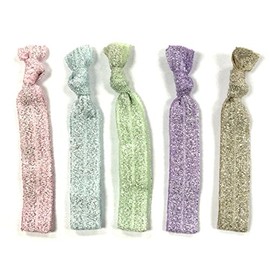 allydrew Colorful Hair Ties Ponytail Holders (Set of 5), Pastel Glitter