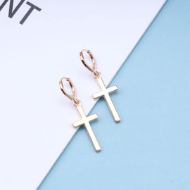 Inateannal Vintage Cross Hoop Earrings Gold Cross Dangle Earrings Crucifix Huggie Hoop Earrings Minimalist Crucifix Cross Earrings Jewelry for Women and Girls