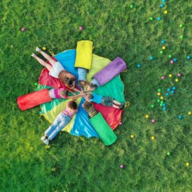 Relaxdays Bouncy Bags 4-Piece Set, Outdoor Games for Children, Bag Bouncing Birthday, Party, with Handles, Polyester, Colourful