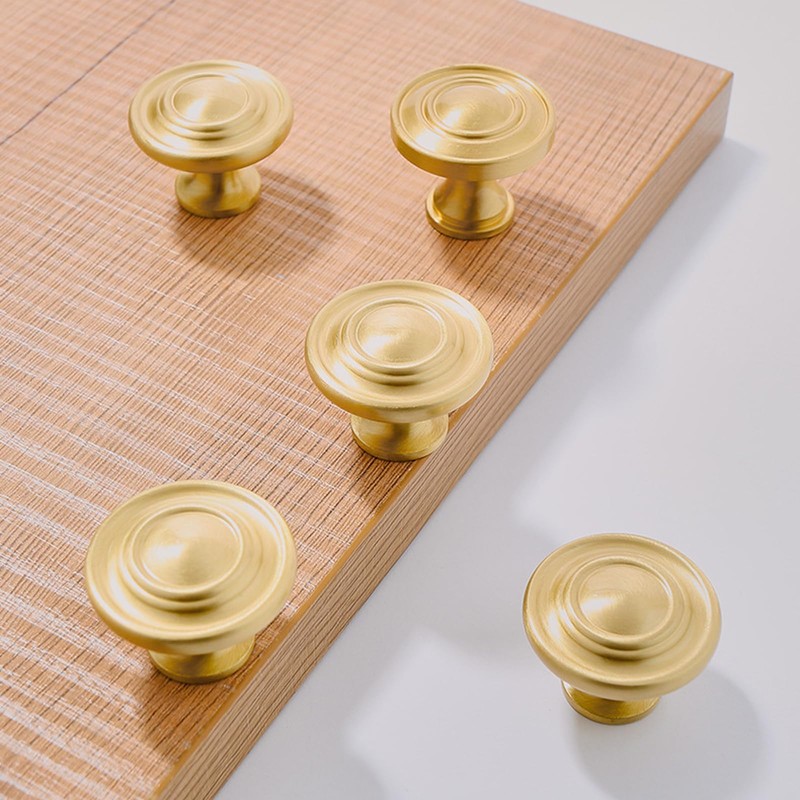 HDKXBEJ 4 Pcs Gold Round Kitchen Cabinet Knobs Decorative Unique