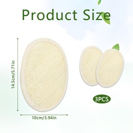 Guegine 3 PCS Loofah Sponge,Face Exfoliator Pad,Natural Exfoliating Sponge,Practical Natural Loofah,Suitable for Adult Men and Women,Suitable for Shower and Bath,Beige