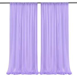 Cachpib 2 Sheets Backdrop Curtain, Detachable Photography Curtains, Soft Smooth Pleated Backdrop Curtains for Stage Wedding Party Backdrop Photography Birthday - Light purple 5FTX10FT