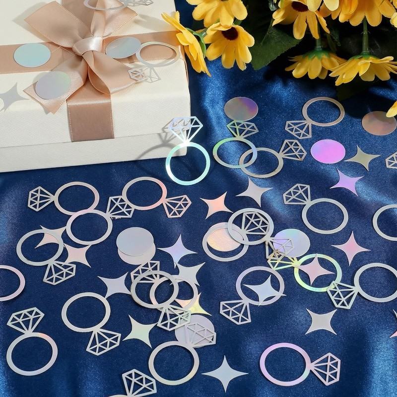200Pcs Wedding Confetti, Iridescent Bachelorette Confetti, Diamond Ring Rhombus Shape,