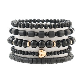 RISHEGAE Crystal Heishi Beaded Bracelet for Women Stackable Bracelet Layering Friendship Summer Stretch Bracelets for Women